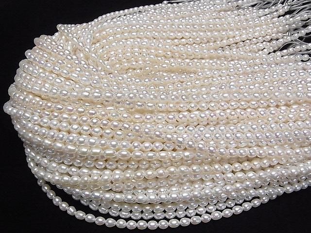 Fresh Water Pearl AA++ Rice Drop 5x4.5x4.5mm White 1strand beads (approx. 15inch/38cm)
