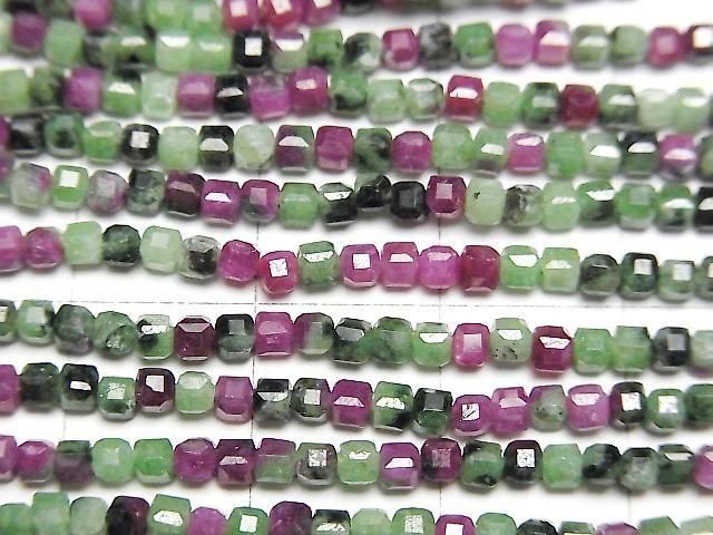 Ruby Inzoisite Cube Shape 2x2x2mm 1strand beads (approx. 15inch/37cm) High Quality!