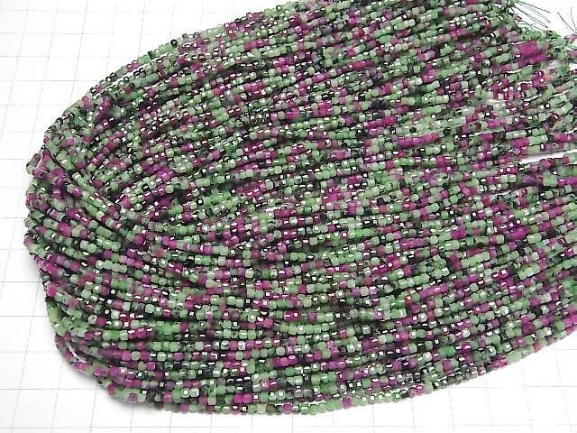 Ruby Inzoisite Cube Shape 2x2x2mm 1strand beads (approx. 15inch/37cm) High Quality!