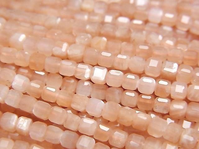 Orange Moonstone AAA- Cube Shape 3x3x3mm 1strand beads (approx. 15inch/37cm) High Quality!