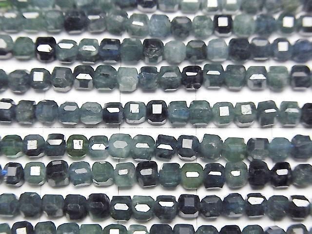 Indigolite Tourmaline AA++ Cube Shape 3x3x3mm half or 1strand beads (approx. 15inch/37cm) High Quality!