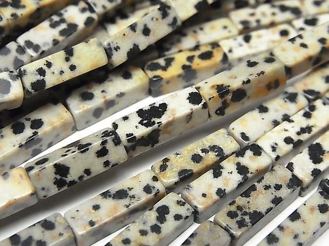 Dalmatian Jasper 4-Faceted Tube 13x4x4mm 1strand beads (approx. 14inch/35cm)