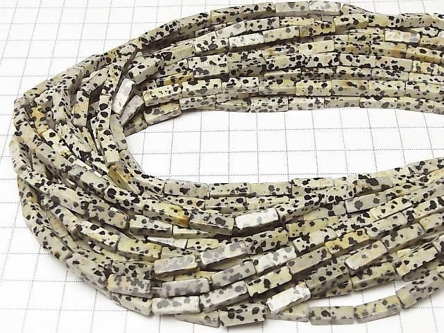 Dalmatian Jasper 4-Faceted Tube 13x4x4mm 1strand beads (approx. 14inch/35cm)