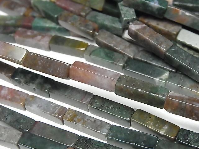Indian Agate 4-Faceted Faceted Tube 13x4x4mm 1strand beads (approx. 14inch/35cm)