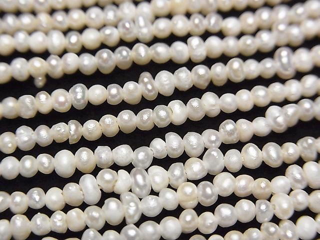 Fresh Water Pearl AA White Potato-Rondelle 2.5mm 1strand beads (approx. 14 inches/35 cm)