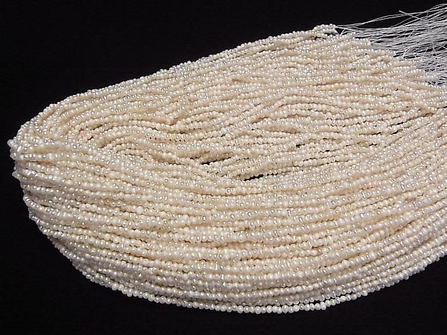 Fresh Water Pearl AA White Potato-Rondelle 2.5mm 1strand beads (approx. 14 inches/35 cm)