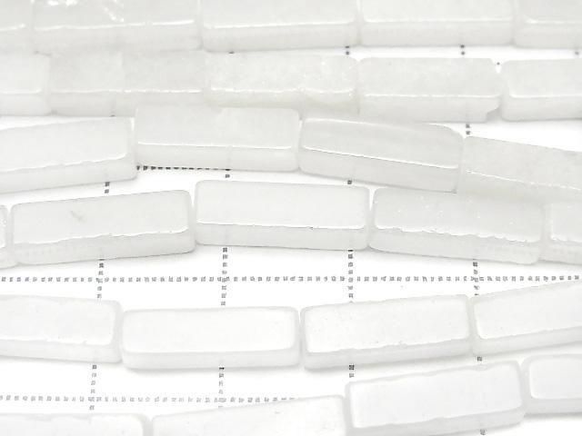 White Jade 4-Faceted Tube 13x4x4mm 1strand beads (approx. 15inch/36cm)