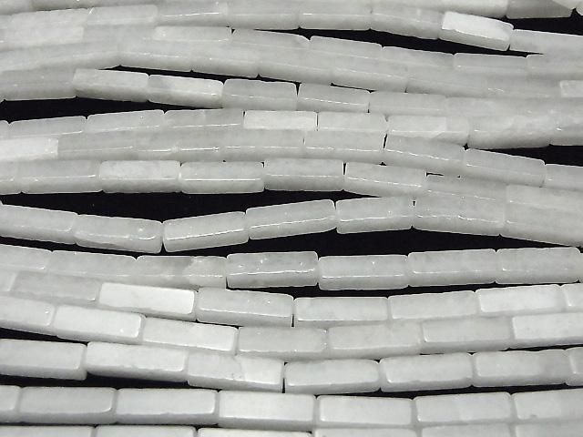 White Jade 4-Faceted Tube 13x4x4mm 1strand beads (approx. 15inch/36cm)