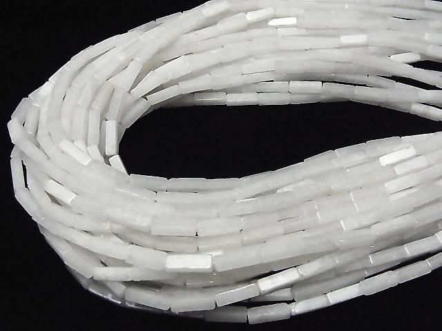 White Jade 4-Faceted Tube 13x4x4mm 1strand beads (approx. 15inch/36cm)