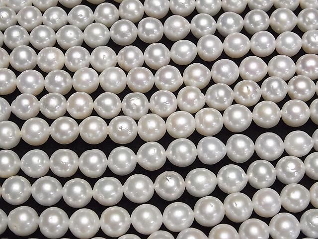 Fresh Water Pearl AA++ Semi Round 8-9mm White 1strand beads (approx. 15 inches/38 cm)