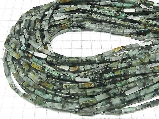 African Turquoise 4Faceted Faceted Tube 13x4x4mm 1strand beads (aprx.15inch/36cm)