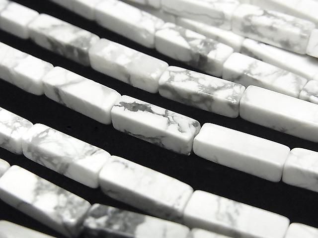 Howlite Magnesite 4Faceted Faceted Tube 13x4x4mm 1strand beads (aprx.15inch/36cm)