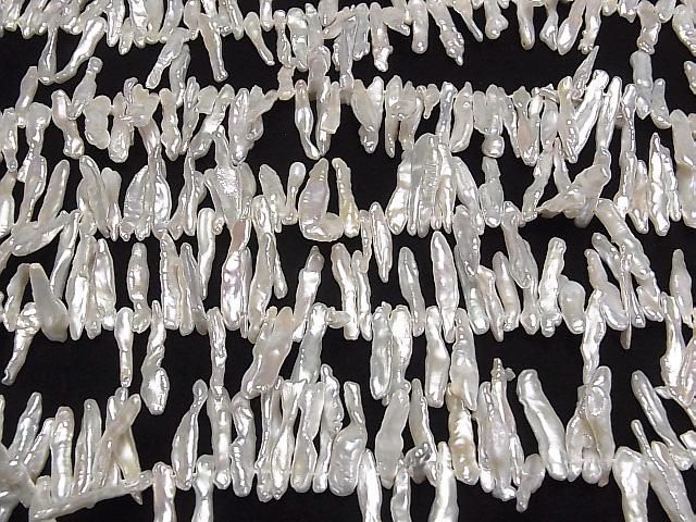 Fresh Water Pearl Keshi Pearls AA++ 20-25mm Stick White Top/Side Drilled Hole 1strand beads (approx. 15inch/37cm)