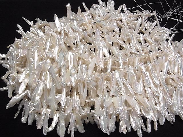 Fresh Water Pearl Keshi Pearls AA++ 20-25mm Stick White Top/Side Drilled Hole 1strand beads (approx. 15inch/37cm)