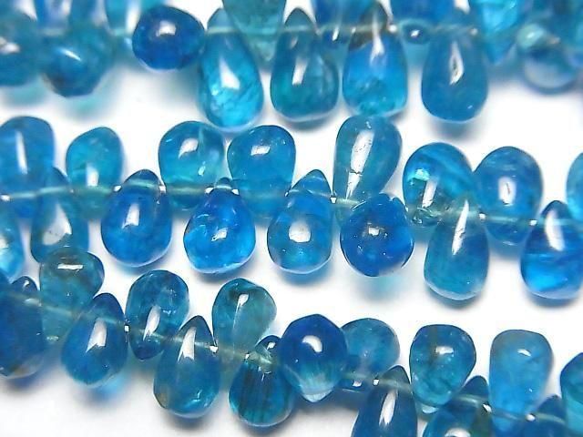 High Quality Neon Blue Apatite AAA- Drop (Smooth) Half or 1strand beads (approx. 7 inches/18 cm)
