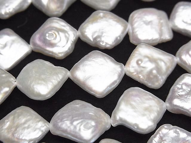 Fresh Water Pearl AA++ Diamond 12x12x4mm White Half or 1strand beads (approx. 15inch/36cm)