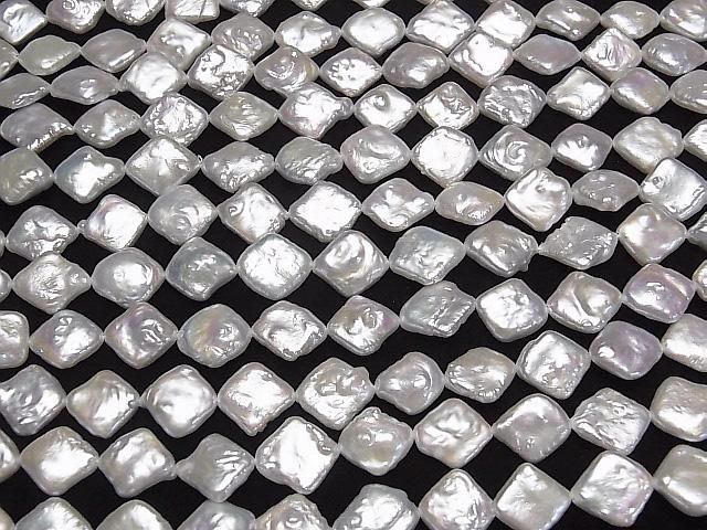 Fresh Water Pearl AA++ Diamond 12x12x4mm White Half or 1strand beads (approx. 15inch/36cm)