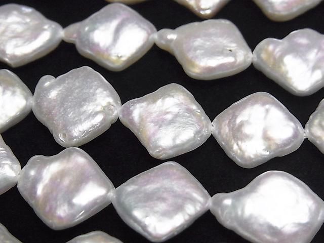 Fresh Water Pearl AA Diamond 12x12x4mm White 1strand beads (approx. 15inch/36cm)