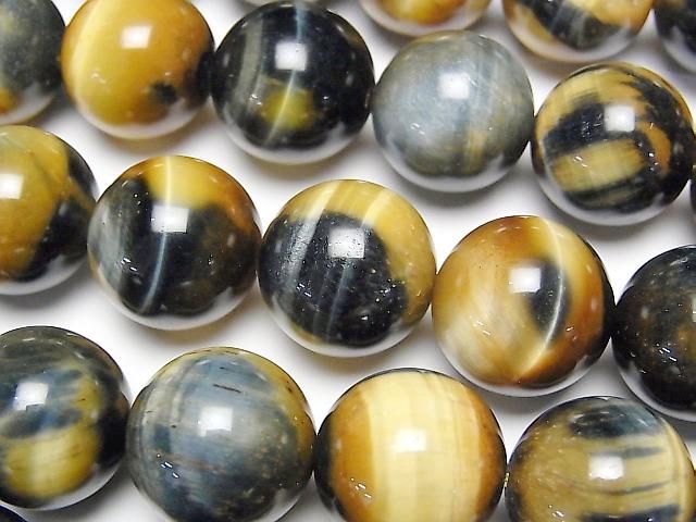Silver-blue & golden Tiger's Eye AA++ Round 16mm half or 1strand beads (approx. 15 inches/36 cm)