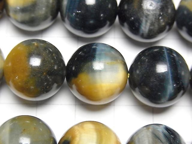 Silver-blue & golden Tiger's Eye AA++ Round 16mm half or 1strand beads (approx. 15 inches/36 cm)
