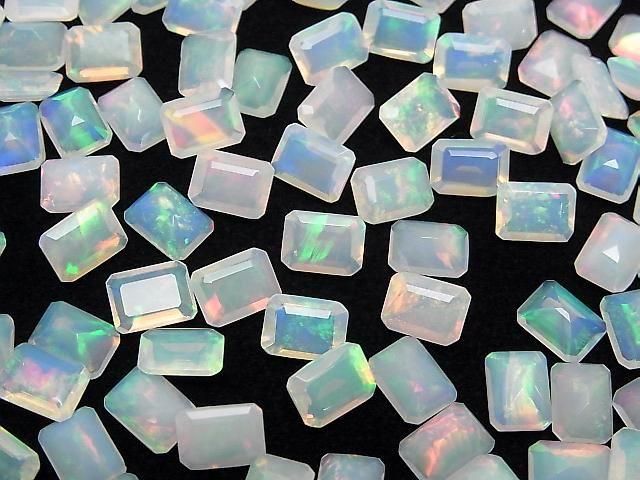 High Quality Ethiopian Opal AAA Loose Stone Rectangle Faceted 8x6mm 2pcs