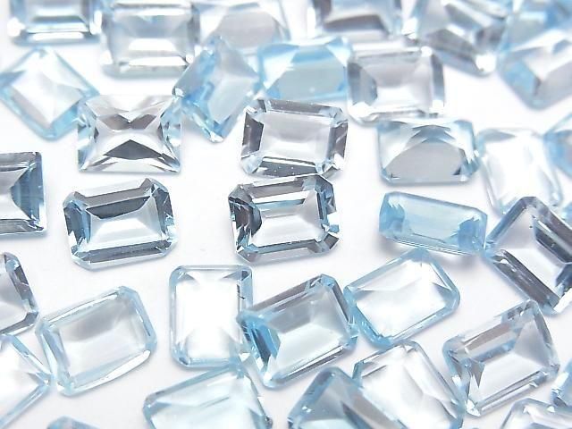 High Quality Sky Blue Topaz AAA Loose Stone Rectangle Faceted 8x6mm 2pcs