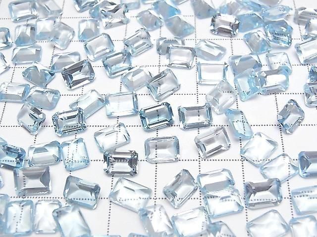 High Quality Sky Blue Topaz AAA Loose Stone Rectangle Faceted 8x6mm 2pcs