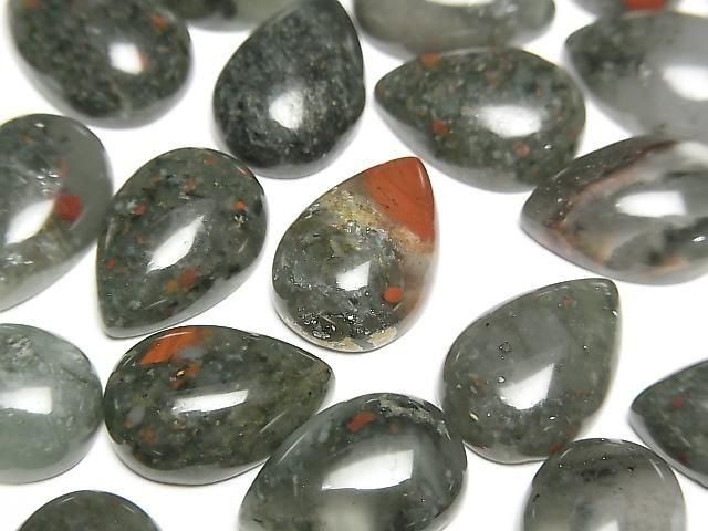 African Bloodstone Pear shape Cabochon 14x10mm 3pcs
