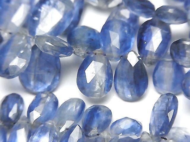 Kyanite AA++ Pear shape Faceted Briolette half or 1strand beads (aprx.7inch/18cm)