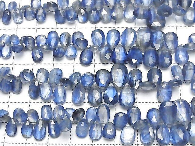 Kyanite AA++ Pear shape Faceted Briolette half or 1strand beads (aprx.7inch/18cm)