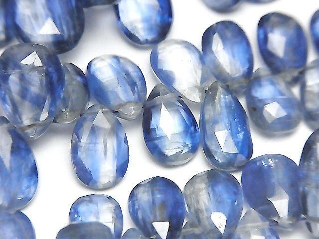 Kyanite AA++ Pear shape Faceted Briolette half or 1strand beads (aprx.7inch/18cm)
