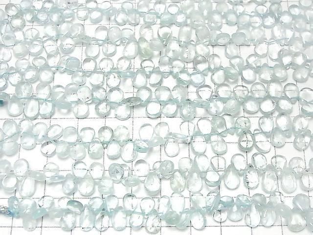 Aquamarine AA++ Pear shape (Smooth) half or 1strand beads (aprx.6inch/14cm)