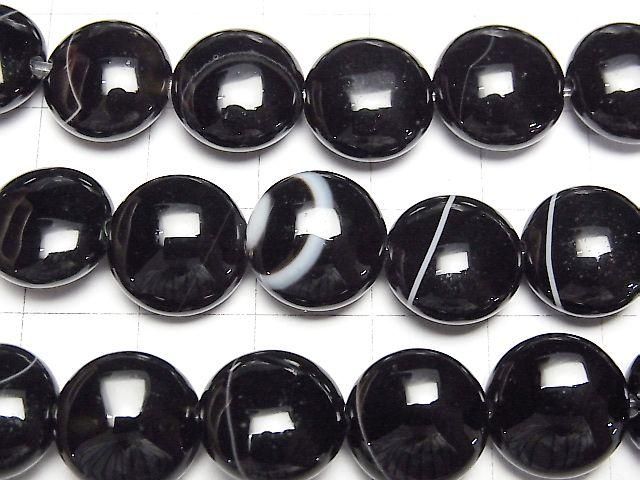 Striped Onyx Coin 12x12mm half or 1strand beads (approx. 15inch/36cm)