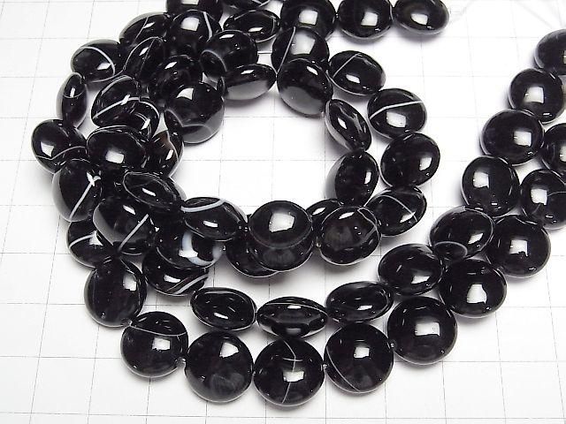 Striped Onyx Coin 12x12mm half or 1strand beads (approx. 15inch/36cm)