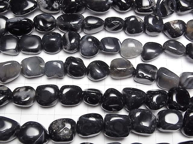 Black Agate Nugget 1strand beads (approx. 14 inches/35 cm)