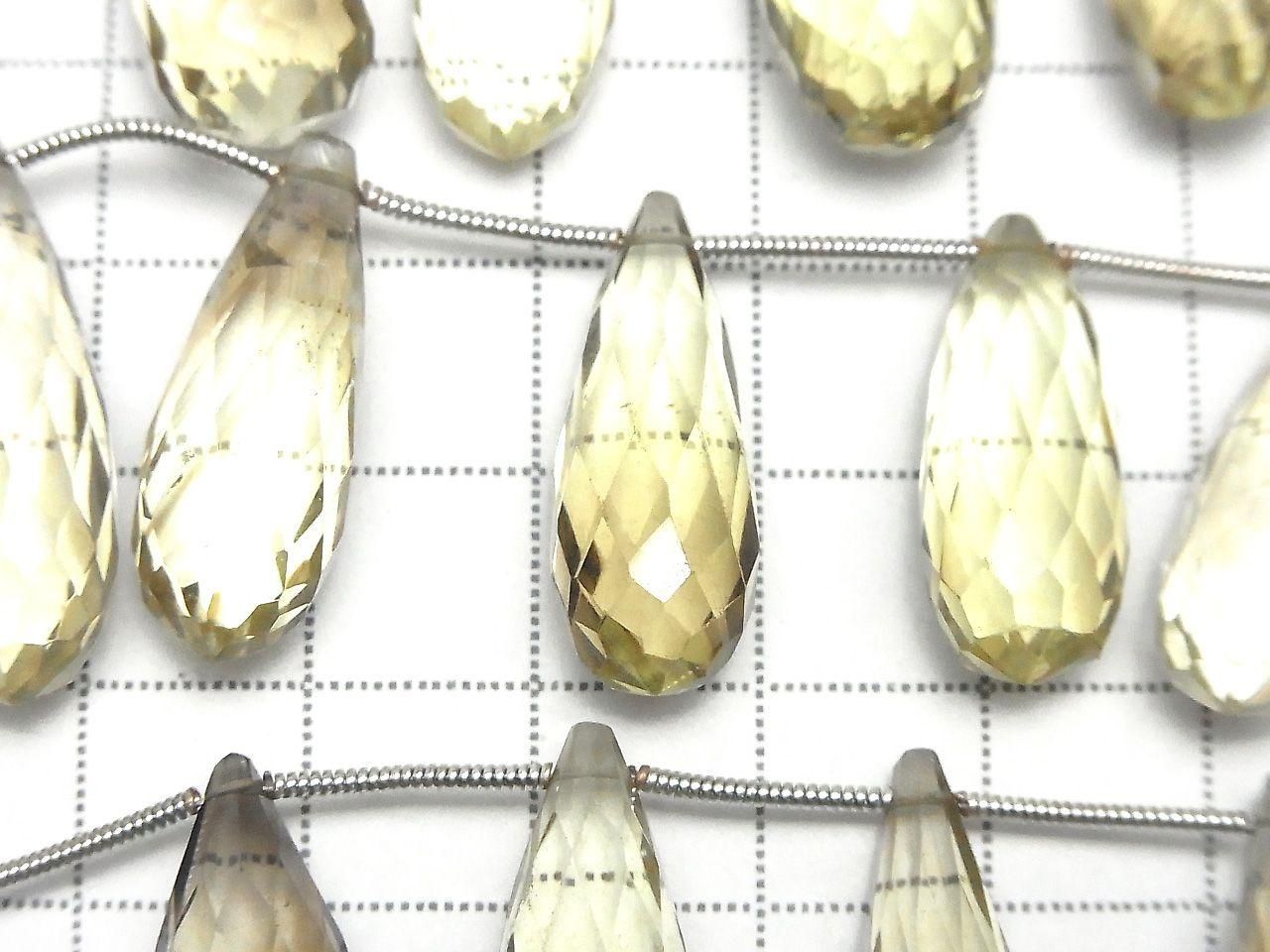 High Quality Lemon x Smoky Quartz AAA- Drop Faceted Briolette 1strand (10pcs )