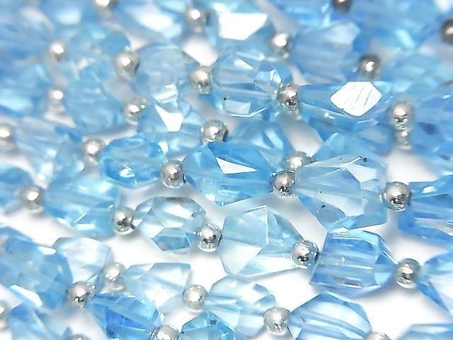 High Quality Swiss Blue Topaz AAA- Faceted Nugget (half or 1strand beads) (approx. 7 inches/18 cm)