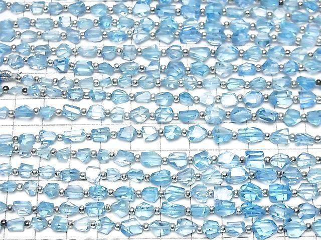 High Quality Swiss Blue Topaz AAA- Faceted Nugget (half or 1strand beads) (approx. 7 inches/18 cm)