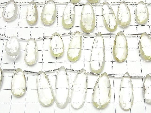 High Quality Lemon Quartz AAA- Pear shape Faceted Briolette 1strand (10pcs )
