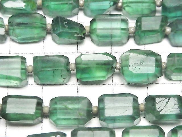 Green Fluorite AAA-Faceted Nugget 1-strand beads (approx. 9 inches/22 cm)