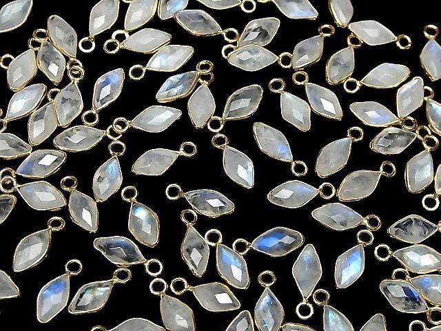 Rainbow Moonstone AA++ Bezel Setting Diamond Shape 11x6mm 18KGP 3pcs