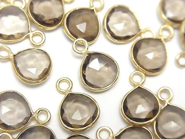High Quality Smoky Quartz AAA Bezel Setting Chestnut 9x9mm Rose Cut 18KGP 2pcs