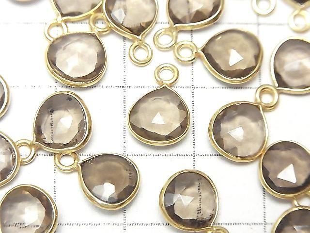 High Quality Smoky Quartz AAA Bezel Setting Chestnut 9x9mm Rose Cut 18KGP 2pcs
