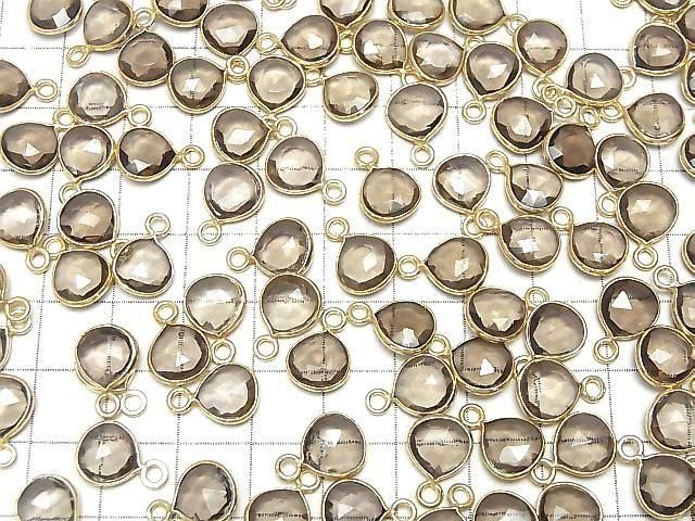 High Quality Smoky Quartz AAA Bezel Setting Chestnut 9x9mm Rose Cut 18KGP 2pcs