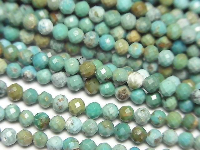 Turquoise AA+ Faceted Round 3mm half or 1strand beads (aprx.15inch/37cm)High Quality!
