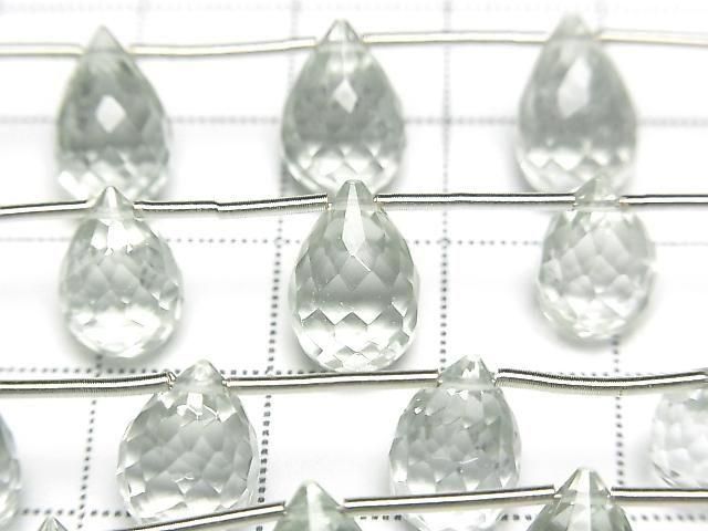 High Quality Green Amethyst AAA-Drop Faceted Briolette 1 Strand (8pcs)