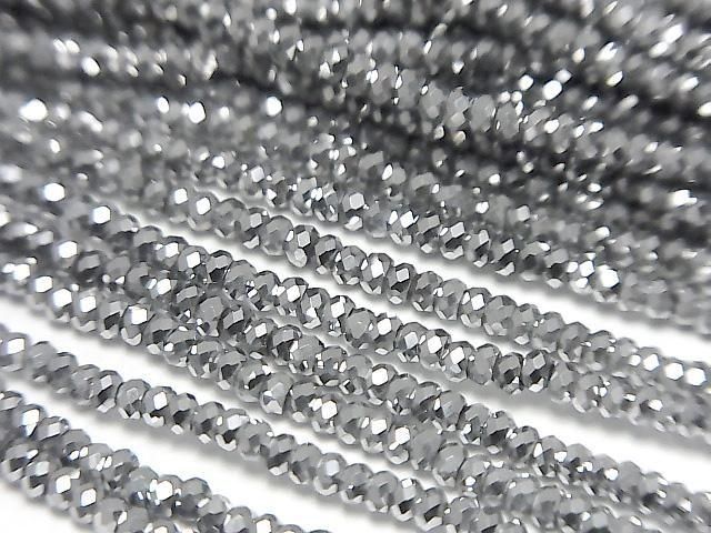 Hematite Faceted Button Rondelle 2x2x1mm Silver Coated 1strand beads (approx. 15inch/36cm) High Quality!
