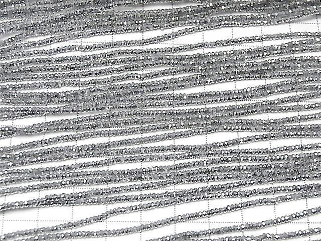 Hematite Faceted Button Rondelle 2x2x1mm Silver Coated 1strand beads (approx. 15inch/36cm) High Quality!