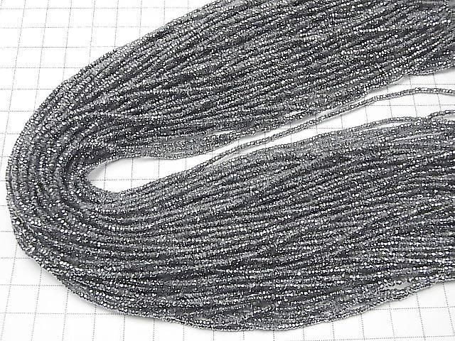 Hematite Faceted Button Rondelle 2x2x1mm Silver Coated 1strand beads (approx. 15inch/36cm) High Quality!