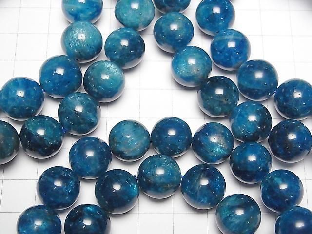 Madagascar Blue Apatite AA++ Round 13mm 1strand beads (Bracelet)